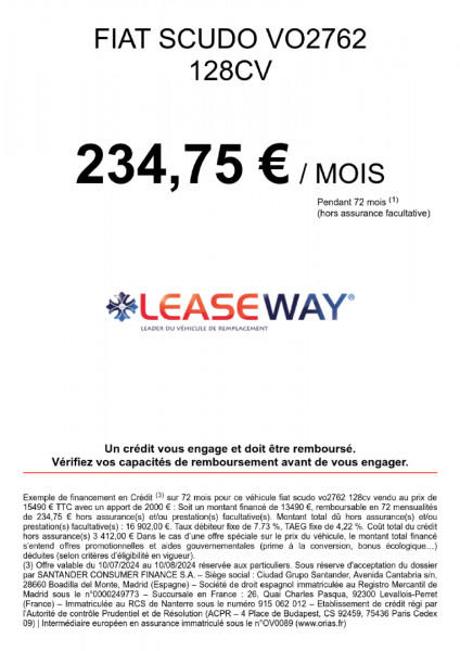 Fiat Scudo Fg 1.2 L2h1 2.0 Multijet 16v 128ch Pack Cd Clim Long