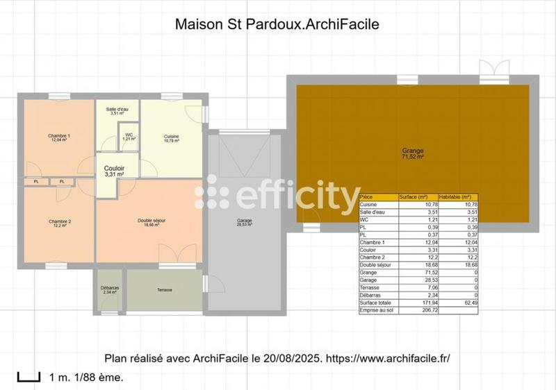 Maison - 60 m² - 3 pièces