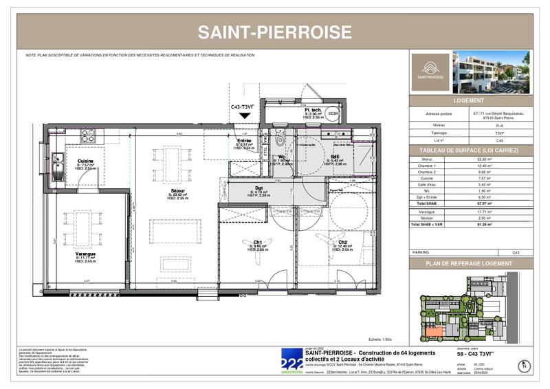 Appartement - 71 m² - 3 pièces