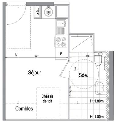 Appartement - 22 m² - 1 pièce