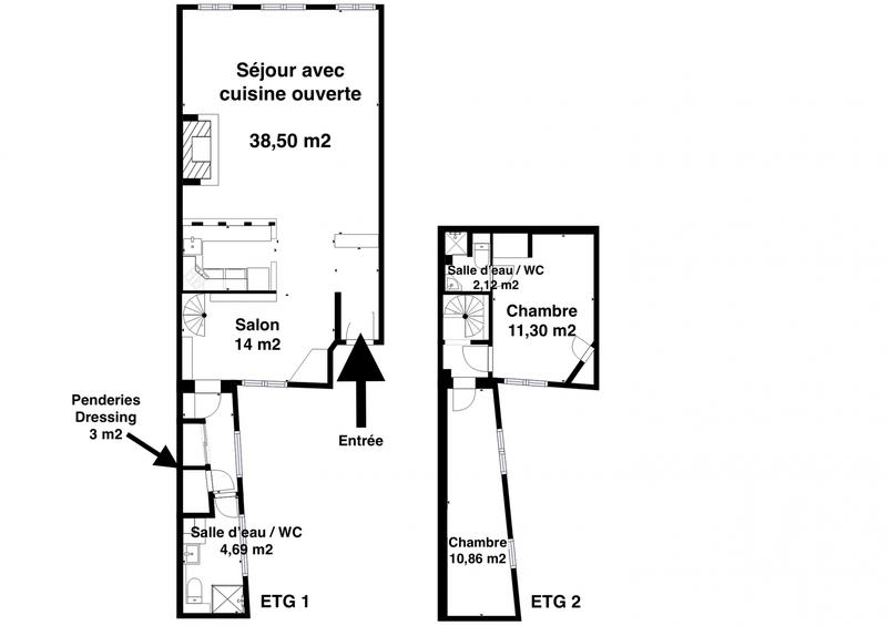 Duplex - 90 m² - 4 pièces