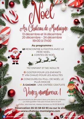 Le père Noêl arrive au château de Montaigne