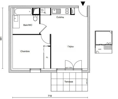Appartement - 40 m² - 2 pièces