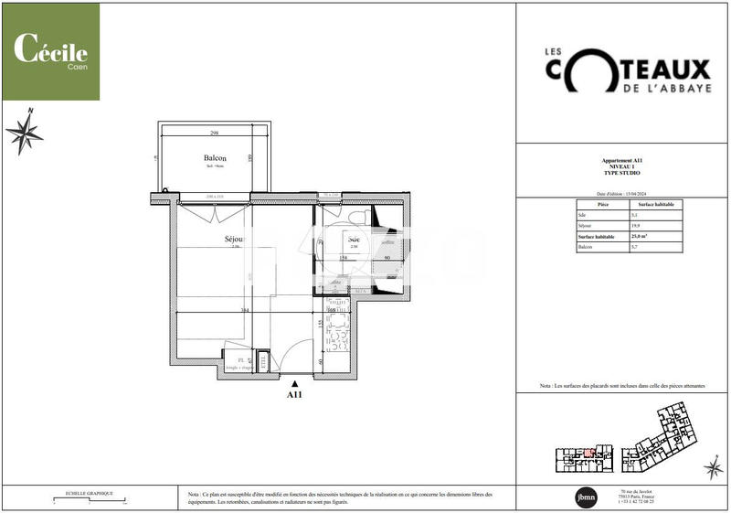Appartement - 25 m² - 1 pièce