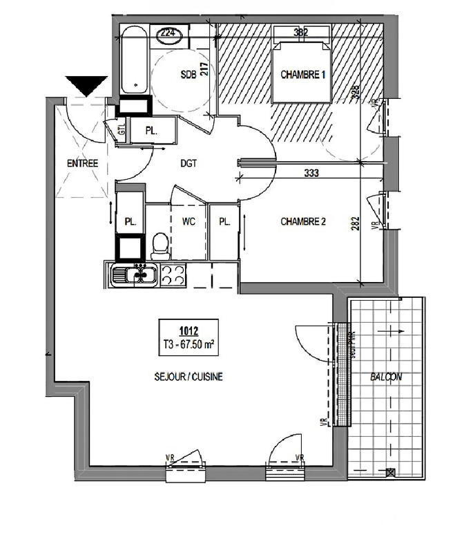 Appartement - 67 m² - 3 pièces