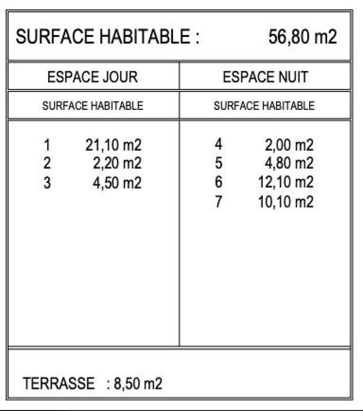 Appartement - 57 m² - 3 pièces