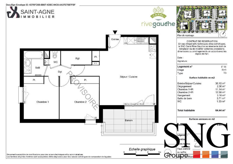 Appartement - 64 m² - 3 pièces