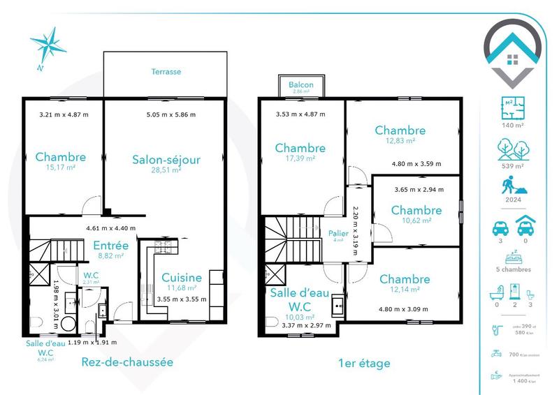 Maison - 140 m² - 7 pièces