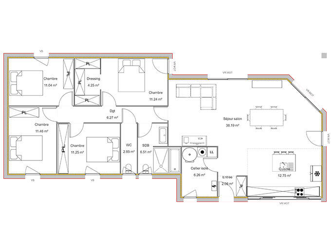 Maison - 124 m² - 5 pièces