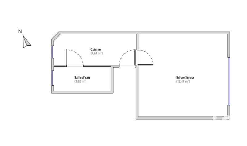 Studio - 19 m² - 1 pièce