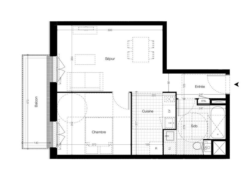 Appartement - 45 m² - 2 pièces