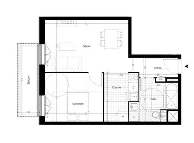 Appartement - 45 m² - 2 pièces