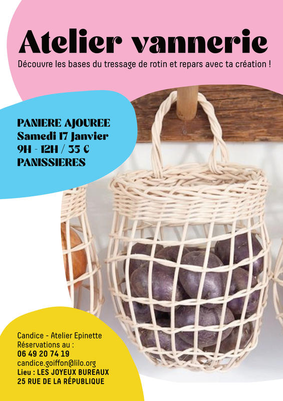 Atelier Vannerie - Panière ajourée en rotin