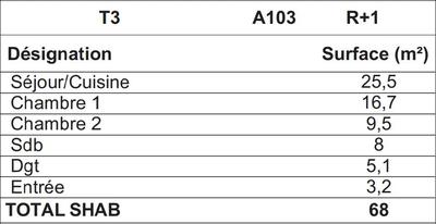 Appartement - 68 m² - 3 pièces