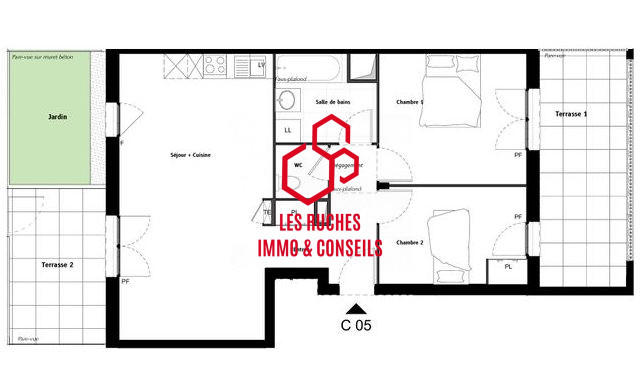 Appartement - 65 m² - 3 pièces