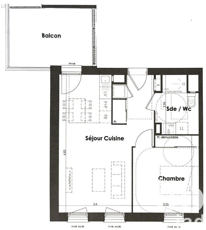 Appartement - 45 m² - 2 pièces