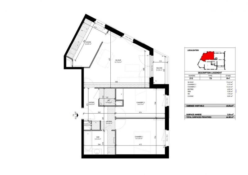 Appartement - 80 m² - 4 pièces