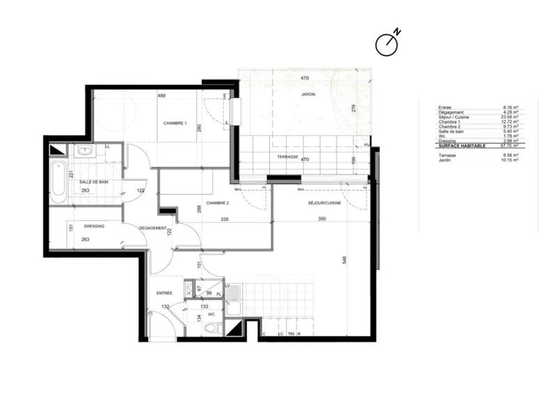Appartement - 71 m² - 3 pièces
