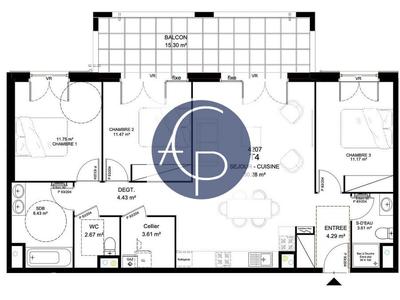 Appartement - 90 m² - 4 pièces