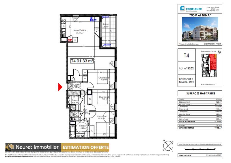 Appartement - 61 m² - 3 pièces