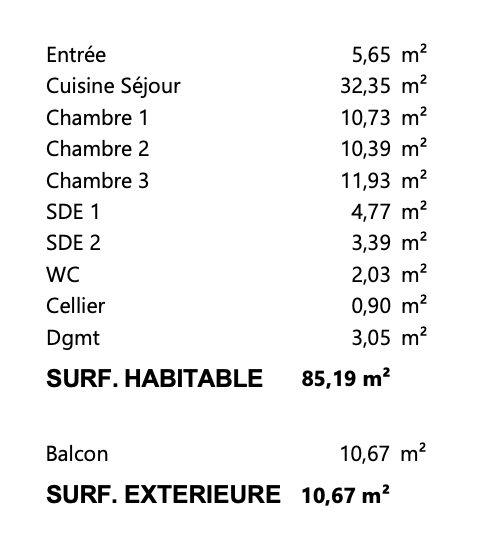 Appartement - 85 m² - 4 pièces