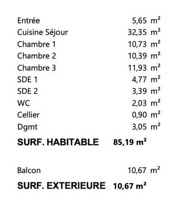 Appartement - 85 m² - 4 pièces