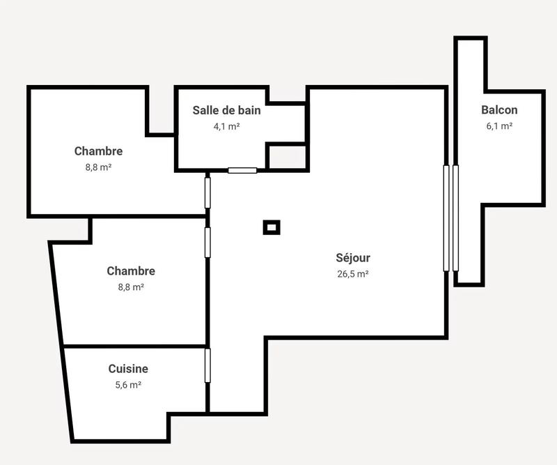 Appartement - 56 m² - 3 pièces