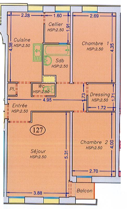 Appartement - 70 m² - 3 pièces