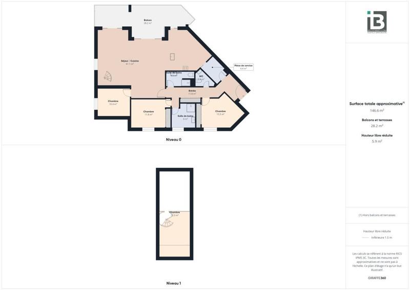 Appartement - 130 m² - 4 pièces