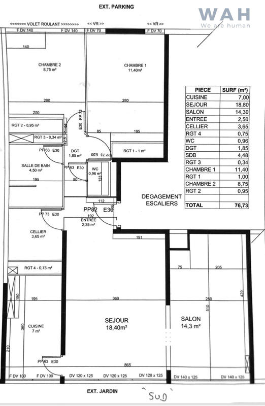Appartement - 76 m² - 4 pièces