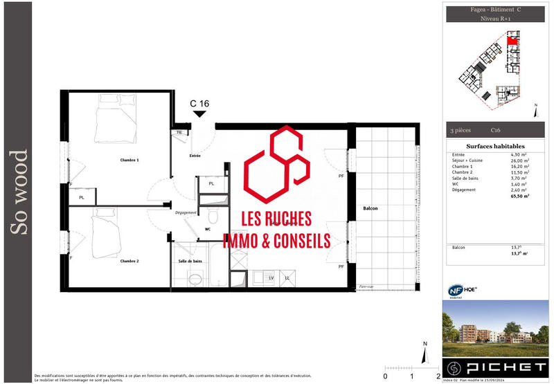 Appartement - 66 m² - 3 pièces
