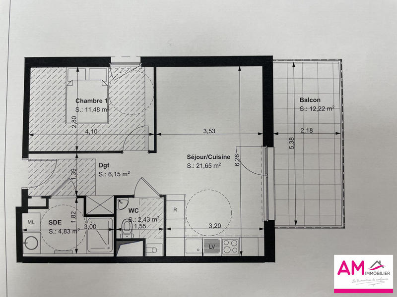 Appartement - 47 m² - 2 pièces