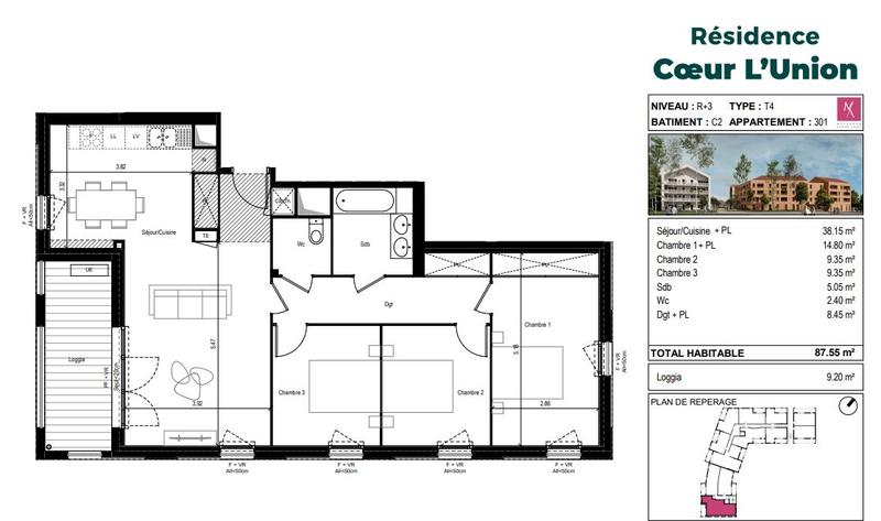 Appartement - 87 m² - 4 pièces