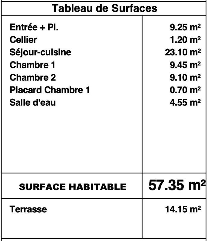 Appartement - 57 m² - 3 pièces