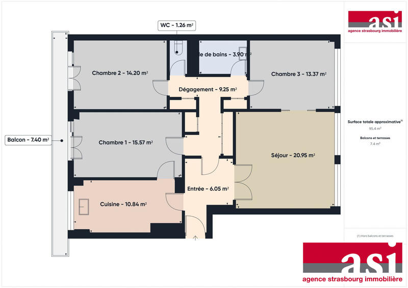 Appartement - 95 m² - 4 pièces