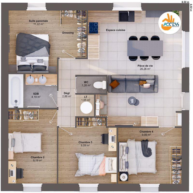 Maison - 74 m² - 6 pièces