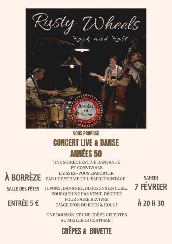 Soirée Rock’n’Roll années 50 – Concert avec Rusty Wheels