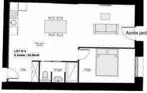 Appartement - 51 m² - 2 pièces