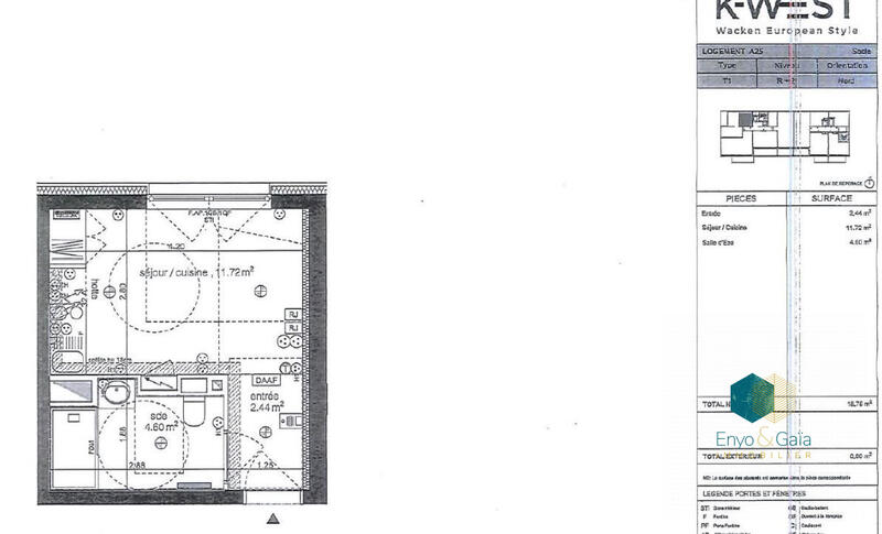 Appartement - 19 m² - 1 pièce