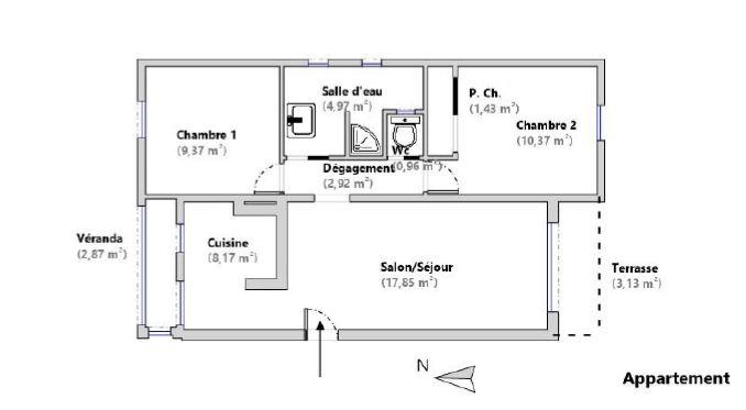 Appartement - 59 m² - 3 pièces