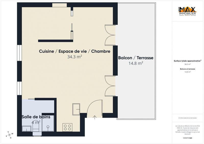 Appartement - 38 m² - 1 pièce