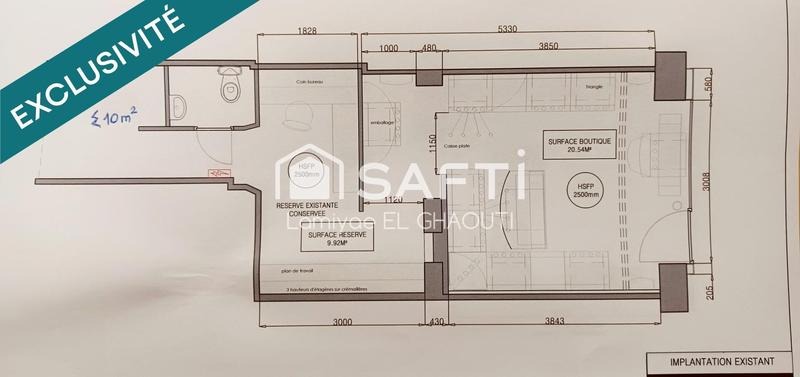 Local commercial - 38 m² - 2 pièces