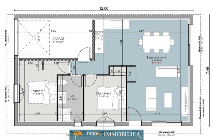 Maison - 62 m² - 3 pièces