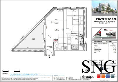 Appartement - 44 m² - 2 pièces