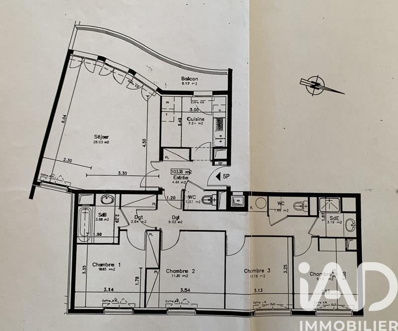 Appartement - 103 m² - 5 pièces