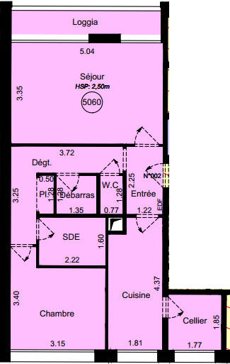 Appartement - 52 m² - 2 pièces