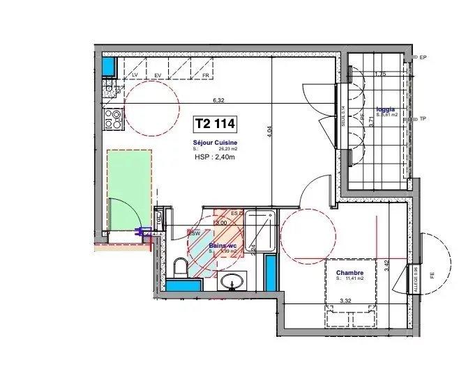 Appartement - 43 m² - 2 pièces