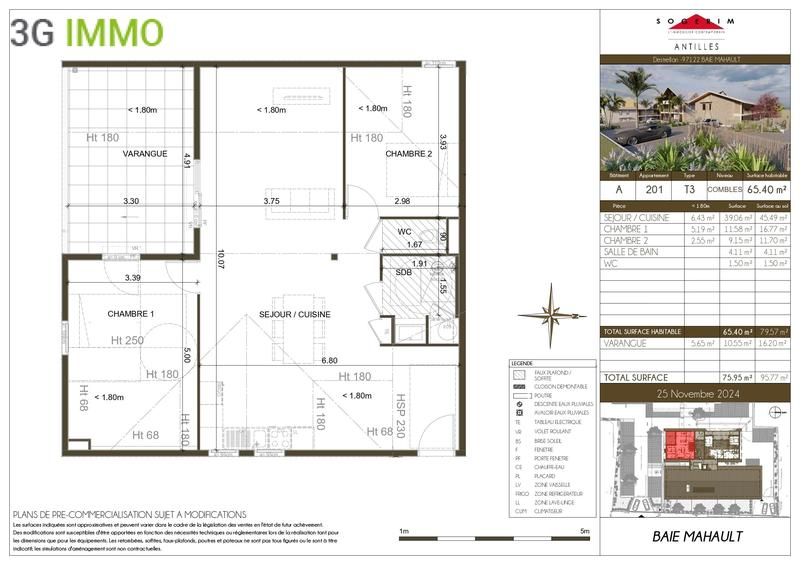 Appartement - 65 m² - 3 pièces