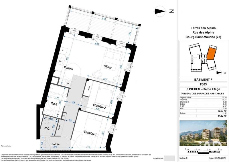 Appartement - 62 m² - 3 pièces