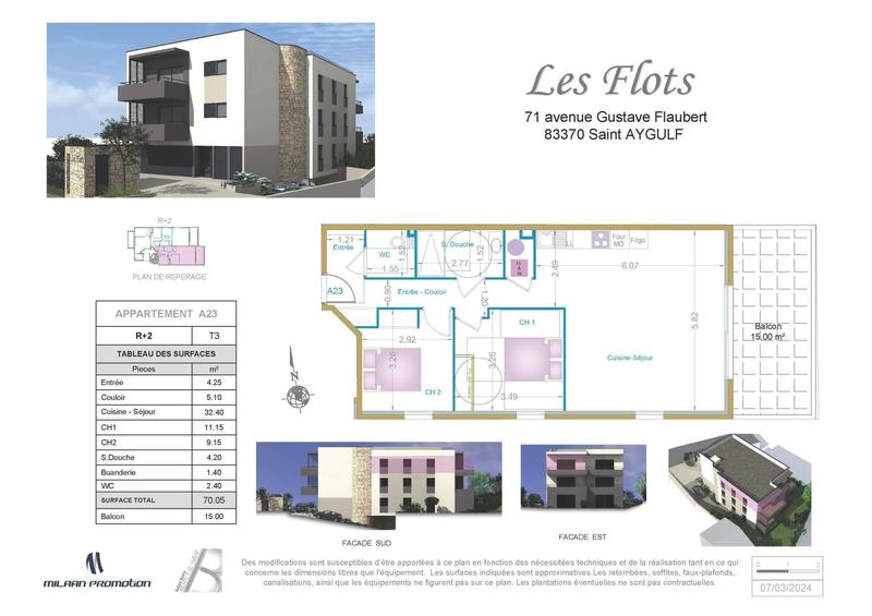 Appartement - 70 m² - 3 pièces